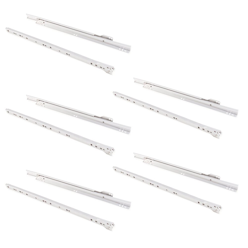 Emuca - Drawer Runners 450Mm With Partial Extension In Cream Color, Set Of 5 Sliders For Drawer 8432393004877