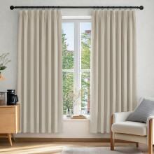 Deconovo Solid Super Soft Thermal Insulated Pencil Pleat Room Darkening Curtains for Children 46 x 72 Inch Light Beige 2 Panels