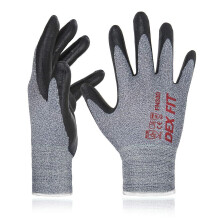 DEX FIT Nitrile Work Gloves FN330, 3D Comfort Stretch Fit, Firm Grip, Touchscreen, Thin & Lightweight, Breathable Foam Nitrile, Machine Washable; Grey