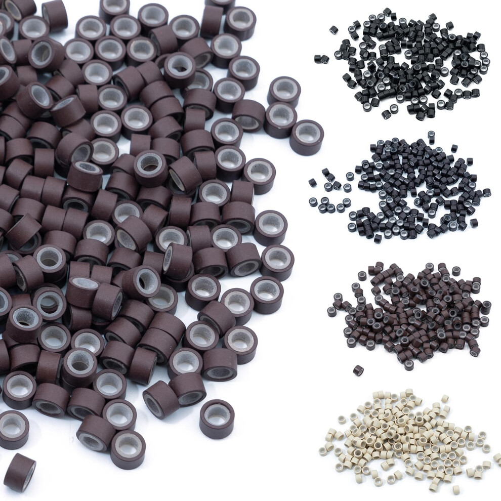 Elailite Unisex Brown Micro Rings 5Mm Light Silicone Lined 1000 Pcs Links Beads Linkies For Pre Bonded I Tip Human Hair Extensions Feather Hair Extensions