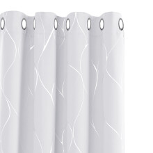 Deconovo Eyelet Blackout Curtains, Thermal Insulated Silver Wave Line Foil Printed Curtains, Noise Reduc for Bedroom, 66 x 54 Inch(Width x Length)