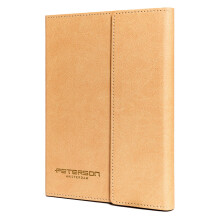 Coffret cadeau : carnet beige à fermeture magnétique et stylo bille noir à recharge noire – Peterson