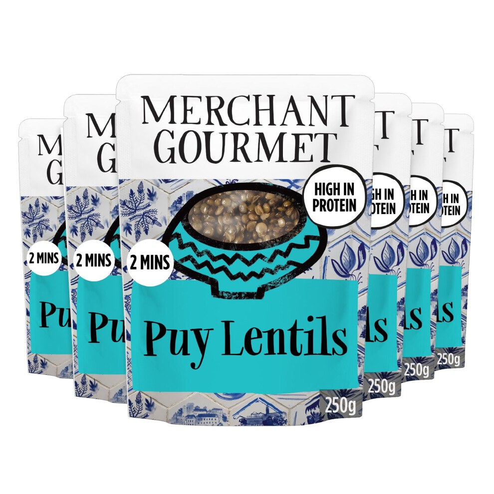 Merchant Gourmet Simply Cooked Puy Lentils - High In Protein, Low Fat, Source Of Fibre & Vegan - Pack Of 6 X 250G Ready-To-Eat Pou 85600744