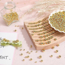 1200pcs Golden No-Hole Pearl Vase Fillers, Plastic Round Imitation Pearls for DIY Crafts, Jewelry Making, Nails – Compatible with All Standard Vases