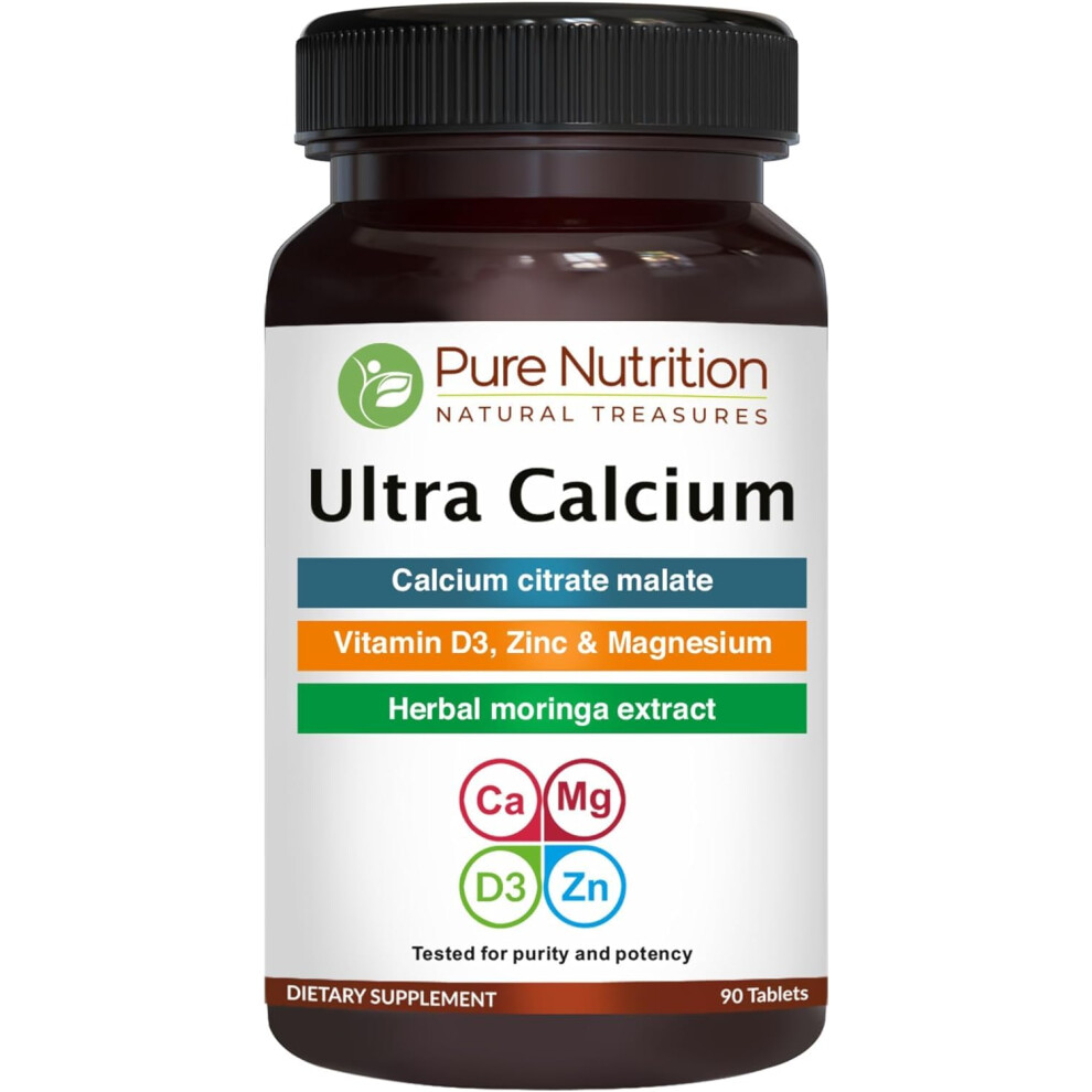 Pure Nutrition Ultra Calcium 1000Mg With Vit D3 + K | 90 Tab | Highly Absorbable Calcium Supplement With Calcium Citrate Malate, V 82130091