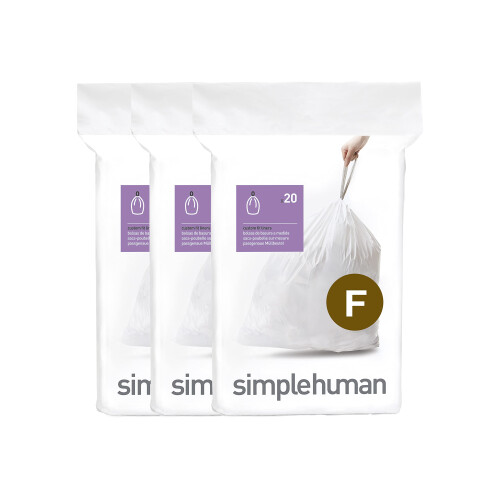 simplehuman CW0256 code F Custom Fit Bin Liner, White Plastic