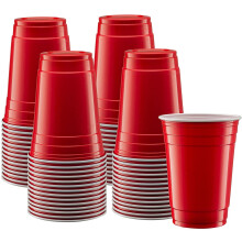 ZamKart Red Disposable Cups- Party Plastic Cups [50 Cups ] 12 oz .Red Drinking Cups Strong and Sturdy Reusable Red Plastic Cups fo
