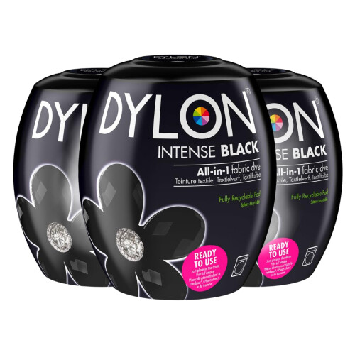 Dylon New Dylon 350g Intense Black Machine Dye Pod 3 Pack
