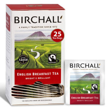 Birchall English Breakfast Tea Bags, English Tea Bursting with Full Flavour, Perfect Vegan Gifts, 25 Enveloped Plant-Based Tea Bags