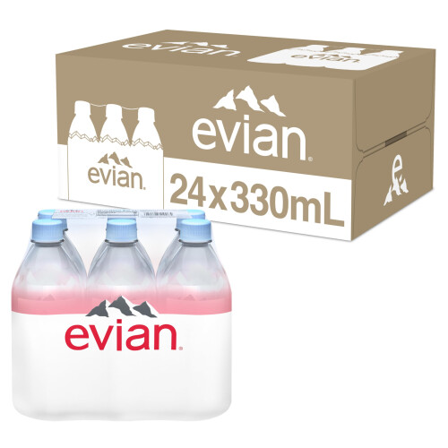 Evian Natural Spring Water, 330mL Bottles, 24