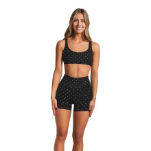 Womens High Waist Biker Shorts And Crop Tank Top-Black L