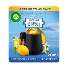 Air Wick Essential Mist Diffuser Kit, Sicilian Orchard Blossom, 1 Device & 1 Refill (20ml), Natural Essential Oils, Last up to 45