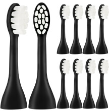10 Pack Replacement Brush Heads Compatible with Surii Electric Toothbrush for Surii Replacement Toothbrush Heads, Midnight Black