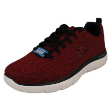 (Red, UK 7) Mens Skechers Lace Up Casual Trainers - Brisbane 232057