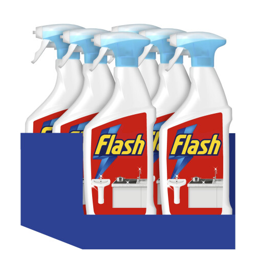 Flash Flash Bleach Cleaning Spray For Hard Surfaces, 6 x 800 ml
