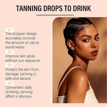 (2pcs) Drinkable Tanning Drops for Face & Body - Sunless Self Tanner Bronzer without Sun Damage 60ML