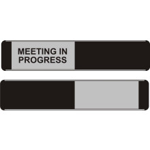SECO MEETING IN PROGRESS/BLANK Sliding Door Sign for Meeting Rooms - 255 x 52mm - Aluminium & PVC