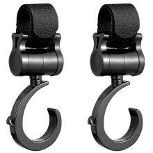 2 Pack Buggy Clips with 360 Rotation – Universal Pram Hooks for Shopping Bags, Handbags & Nappy Bags – Strong ABS Stroller Hooks for Pushchairs,