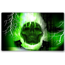Silent Monsters Mouse Mat Small 10 x 8 inches / 24 x 20 cm, Green Skull, Stitched Edges, washable & rollable Mouse Pad, Gaming Home Office Mousemat, M