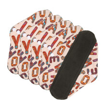 (G72) 5pcs Menstrual Pads Washable Reusable Leakproof Bamboo Charcoal Panty Liners for Women M Size