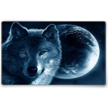 Silent Monsters Mouse Mat Size M 14 x 10 inches / 36 x 25 cm, Wolf, Stitched Edges, washable & rollable Mouse Pad, Gaming Home Office Mousemat, Mousep