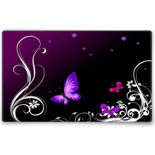 Silent Monsters Mouse Mat Size M 14 x 10 inches / 36 x 25 cm, Purple Butterfly, Stitched Edges, washable & rollable Mouse Pad, Gaming Home Office Mous