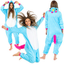 Pijama de hombre ZOLTA, kigurumi de pegaso, mono de carnaval, disfraz cálido, mono azul/rosa de pegaso - M