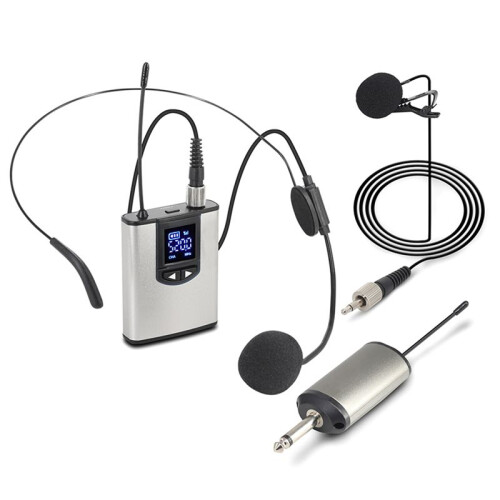 UHF Wireless Lavalier Microphone System with Bodypack Transmitter for Lectures Interviews Vlog and Live Recording