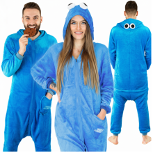 Onesie kigurumi blauw elmo kostuum Onesie kigurumi blauw elmo kostuum