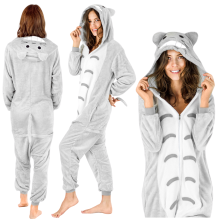 Onesie Heren warme pyjama Totoro kigurumi onesie jumpsuit met lange mouwen winter Onesie Totoro kostuum - L
