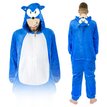 Onesie voor heren, kigurumi onesie, pyjama uit één stuk, jumpsuit, Sonic-kostuum, Onesie Kostuum A103 - M