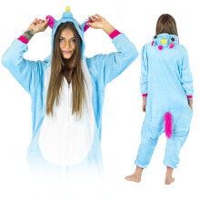 Onesie Herenpyjama Pegasus kigurumi onesie carnaval warme vermomming Onesie kostuum blauw/roze Pegasus - M