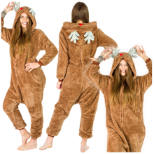 Onesies Dames en heren pyjama's donkere rendier cadeau kigurumi onesie eendelig Onesie kostuum rendier - S