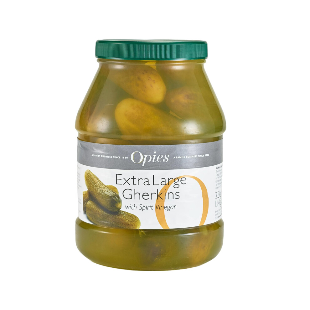 Opies Extra Large Gherkins, 2.3Kg, Juicy And Crunchy Pickles In Spirit Vinegar Â A Tangy-Sweet Snack Sensation. Ideal For A Burger