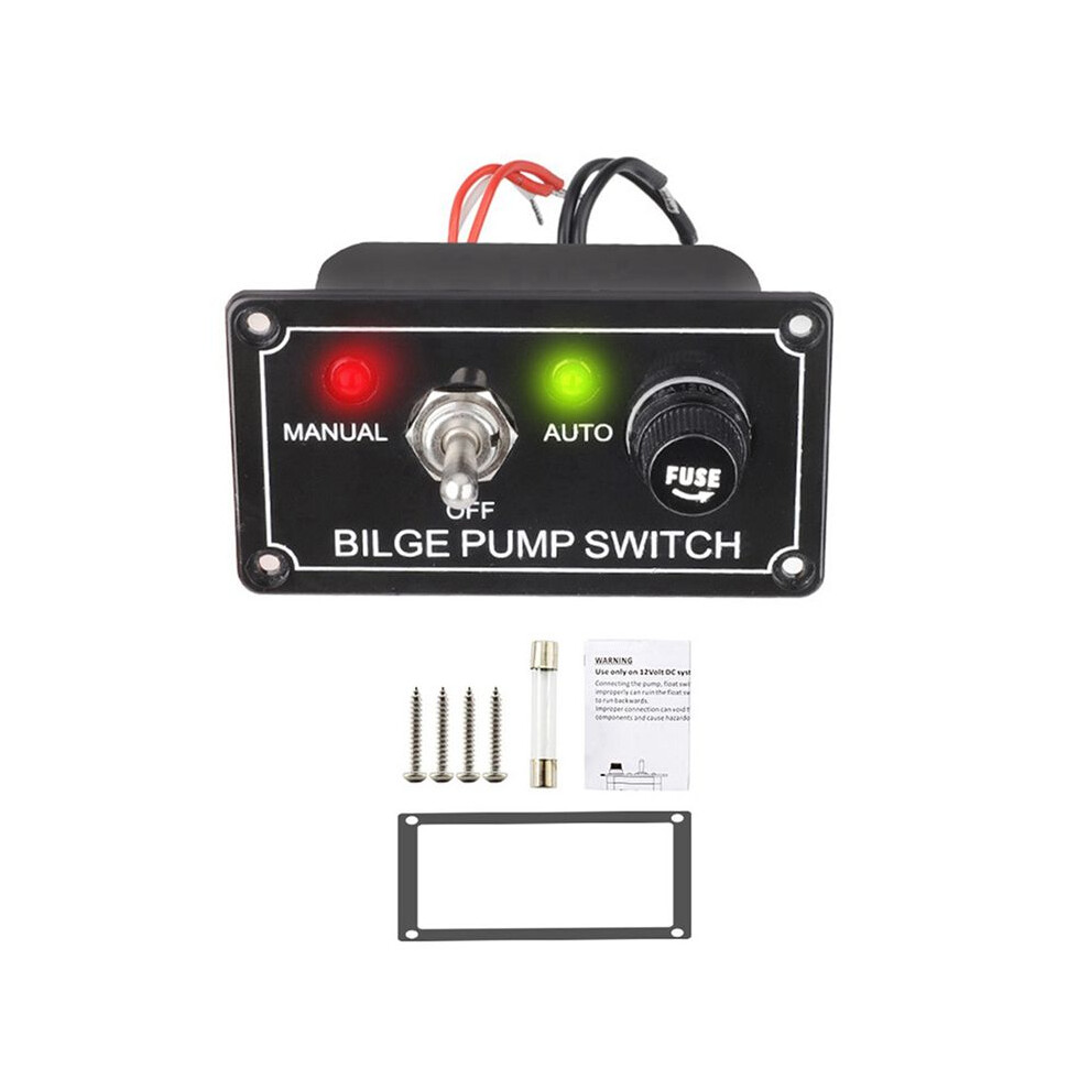 2X 12V Fused Marine Bilge Pump Panel With Led Indicator Manual/Off/Auto 3-Way Toggle Light 4713561248564