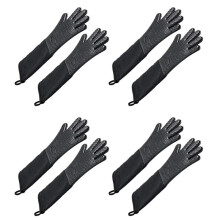 4X Extra Langer, Professioneller Silikon Ofen Handschuh, Hitze Bestaendiger Koch Handschuh mit Interner Baumwolle fuer Die Kueche, Grill, Backen,