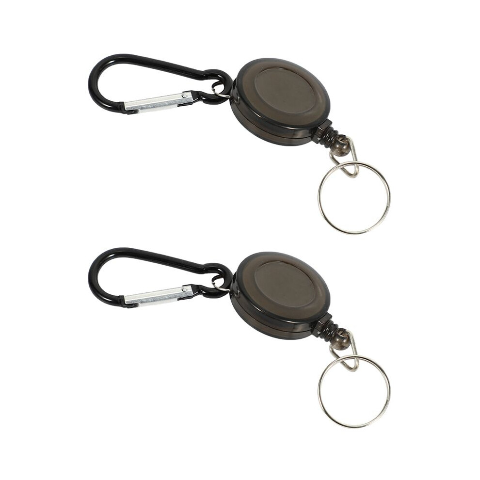 Lot 2 Badge Holder Winder Holder Keychain Retractable Carabiner Belt Clip Id Card Card Holder-Black 4711832255051
