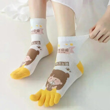Cute 5 Finger Socks Cartoon Women Toe Socks with Separate Fingers Cotton Mid Tube Five Finger Socks Sports Yoga Spring Summer