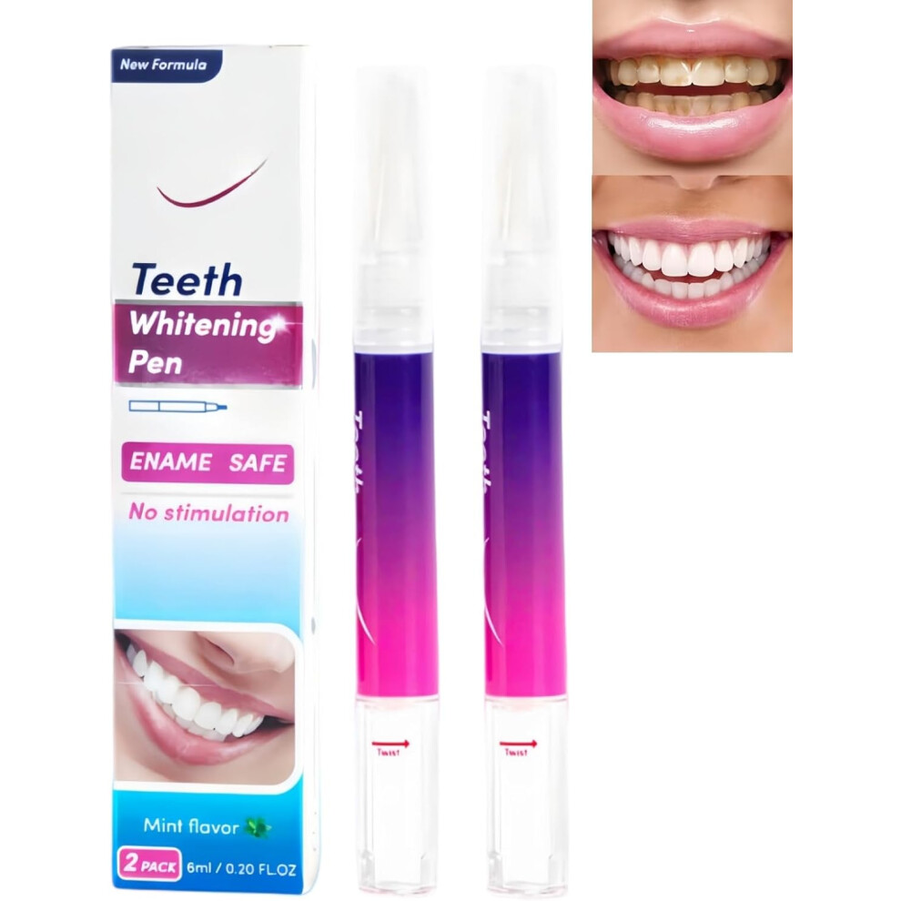 Gogerstar 2Pcs 3Ml Teeth Whitening Pen & Gel Kit,Fast & Gentle Smile Brightening,Instant Tooth Whitening Paint For Coffee & Tea Stain Removal