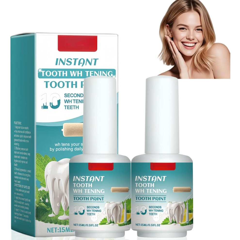 Gogerstar 2Pcs Teeth Whitening Paint Kit,Instant Tooth Whitening Paint Polish,Enamel Safe Teeth Stain Remover,Quick Dry Tooth Paint For Bright Smile