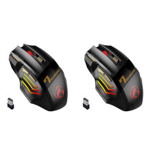 2X Kabellose Gamer-Maus für Computer 2,4 G RGB Wiederaufladbare Gaming-Maus  USB-Maus Leise Ergonomische Mäuse
