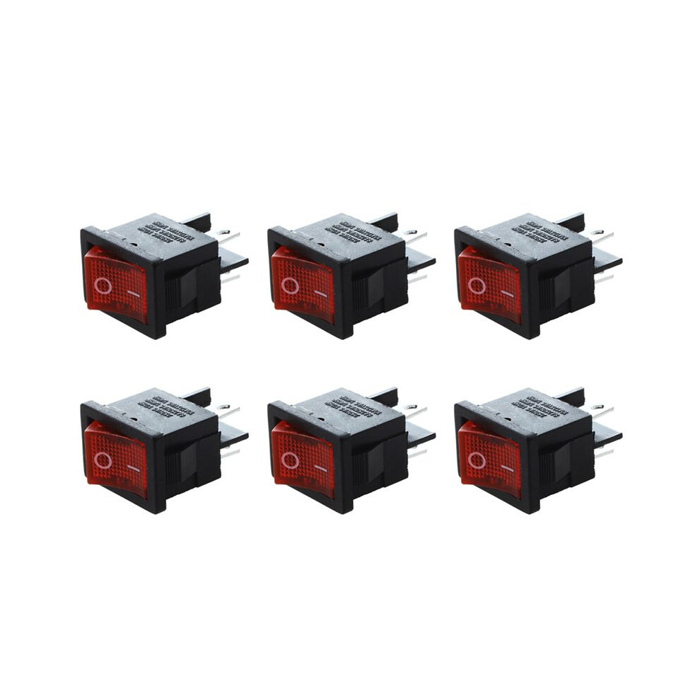 6Pcs Red Light 4 Pin Dpst -Off Snap In Boat Rocker 6A/250V 10A/125V Ac 4711422180695