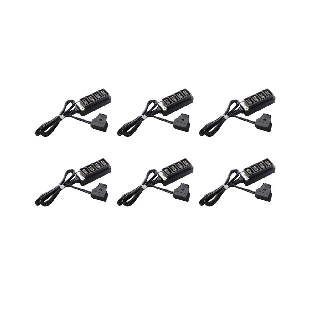 6X D-Tap Male To 4-Port P-Tap Female Camera Power Supply Distributor Dtap Fourway Splitter Black 4714124203563