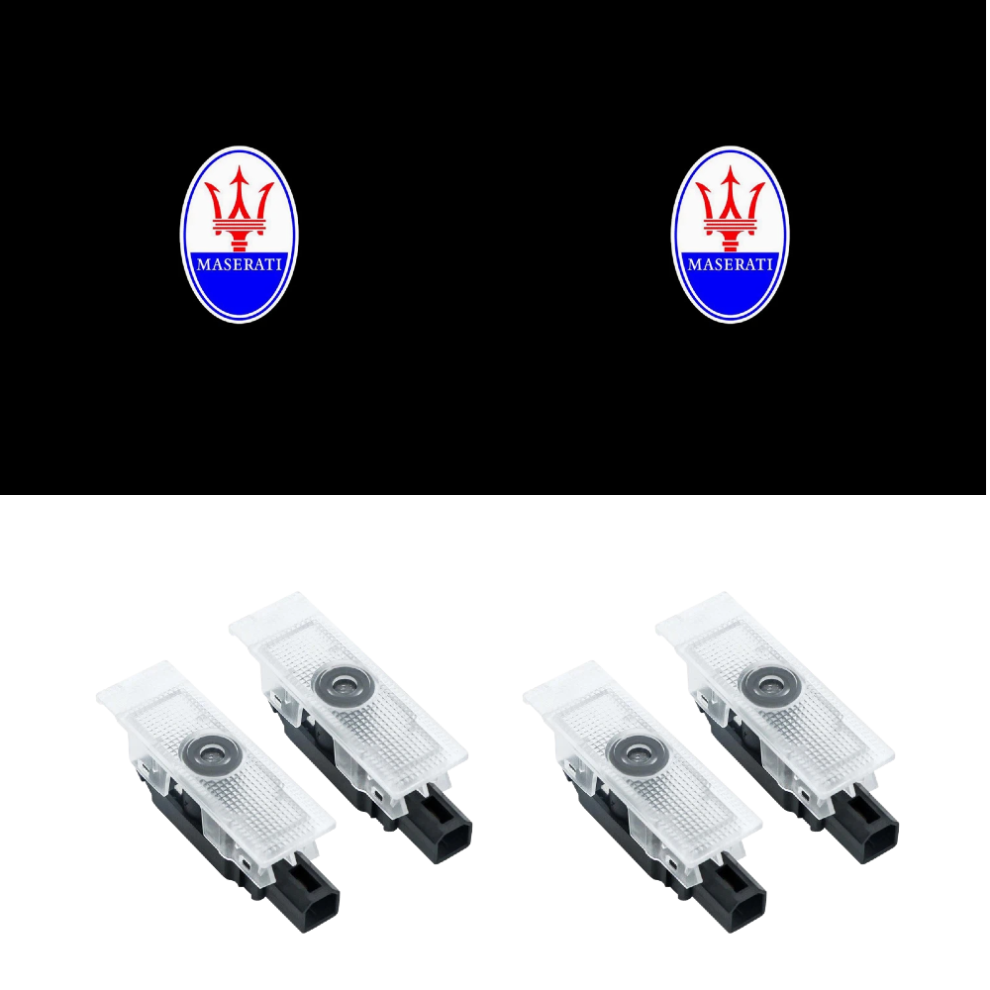 4 Pcs Led Car Door Logo Lights Compatible With Ghibli Levante Quattroporte, Hd Courtesy Welcome Ghost Shadow Puddle Projector Lamp Replaceme 6083684377754