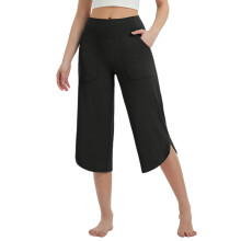 Women with Pockets Loose Fit Wide Leg Yoga Pants for -Black XXL