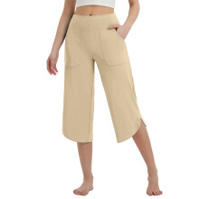 Women with Pockets Loose Fit Wide Leg Yoga Pants for -Apricot L