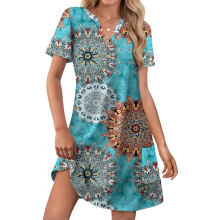 Women's dresses, casual V-neck wedding guest-Sky Blue S