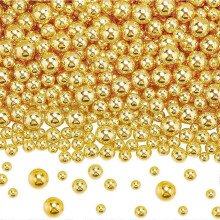 1200pcs Golden No-Hole Pearl Vase Fillers, Plastic Round Imitation Pearls for DIY Crafts, Jewelry Making, Nails – Compatible with All Standard Vases