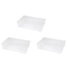 3X Organizador de Arquivo de Plástico Caixa de Armazenamento Quadrada Transparente Caixa de Armazenamento Caixa de Armazenamento de Arquivo M