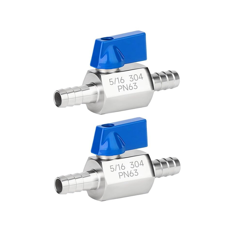 5/16" Hose Barb Valve, 304 Stainless Steel Shut Off Valve,Heater Hose Shut Off Valve For Water(2 Pcs) 4711680906501